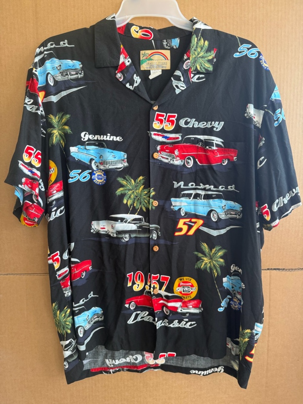 Vintage Paradise Found Hawaiian Button Down Short Sleeve - Vintage Cars Size L